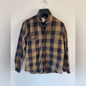 Filson Work Shirt Men's Size Medium Brown Black Check Plaid